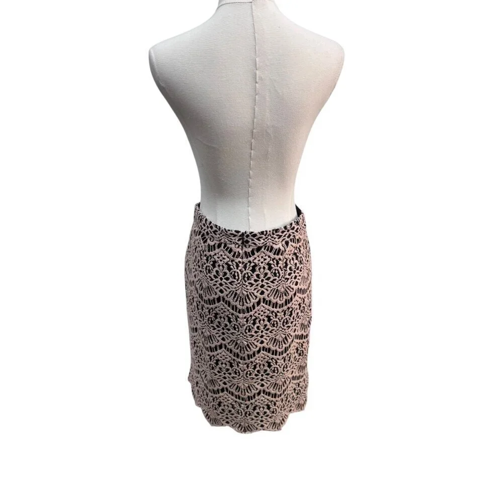 EUC Halogen Pink & Black Lace Pencil Skirt – Size 0